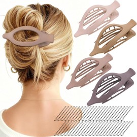 Pinzas para Cabello, Juego de 4 Broches para Cabello de Mujer con 50 Pinzas de Onduladas, Horquillas Planas Antideslizantes para Cabello Grueso y Fino, Accesorios para el Cabello