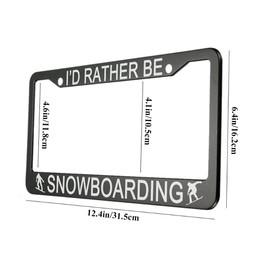 oFloral I'd Rather Be Snowboarding Aluminum Alloy License Plate Frame Two People Skiing Posture Sport White Applicable to US Standard Car Metal Front Car Tag Frame Holder for Women Men(1 Pack)