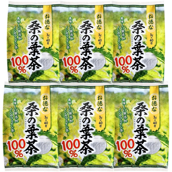 Yuuki Pharmaceutical 100% Mulberry Leaf Tea, Set of 6, 0.1 oz (3 g) x 40 Packs, Tea Pack, Caffeinated