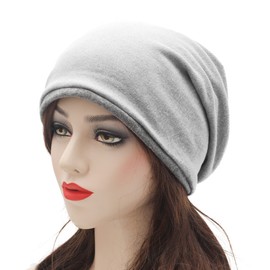ZLYC Winter Slouchy Beanie Hats for Women Men Soft Warm Reversible Ski Skull Cap(Solid Gray)