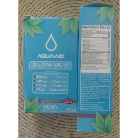 Aquaaid/Pink HimalayanSalt/Electrolyte Drink Mix/15 Sticks/Watermelon/2 Pack