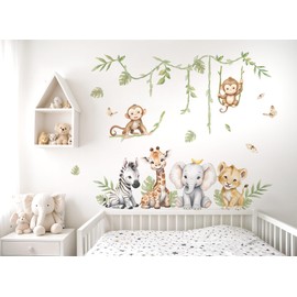 Little Deco DL5130-01 Wall Sticker Giraffe Lion Children's Room Jungle Safari Wall Sticker Zebra Animals Bedroom Wall Decoration