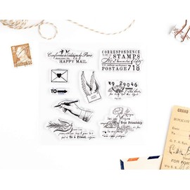 Happy Mail Small Clear Stamps 4x4 inch by Wintertime Crafts for Scrapbooking, Art Journals and Letter Writing