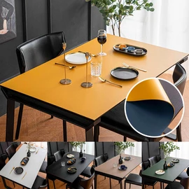 Leather place mat, waterproof tablecloth, tablecloth, (plain double-sided) white + white (plain double-sided) white + white_180cm x 90cm180cm x 90cm / 가죽 식탁매트 방수 식탁보 테이블보, (무지양면)화이트+화이트(무지양면)화이트+화이트_180cm x 90cm180cm x 90cm