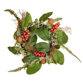 Berry Pod and Foliage 6.5 Inch Candle Ring
