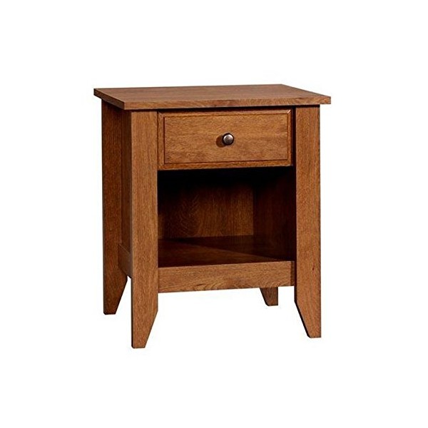 Pemberly Row Transitional 1 Drawer Bedside Storage Wooden Nightstand in Jamocha Wood