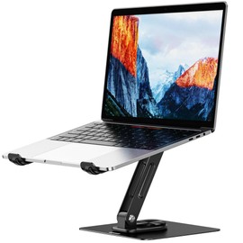 BESIGN LS12 Laptop Stand with 360° Rotating Base, Ergonomic Adjustable Notebook Holder, Riser Holder Computer Stand Compatible with Air, Pro, Dell, HP, Lenovo More 10-14" Laptops (Black)