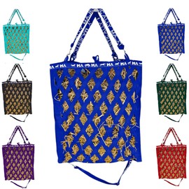 Majestic Ally Double Side Open Slow Feeder Hay Bag - Diamond Shaped Obliquely Placed Webbing (Royal Blue)