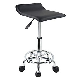 KKTONER Taburete Giratorio en Altura Ajustable para SPA Dibujo Tatuaje Trabajo Oficina de Bancos con Ruedas (Negro)                                   