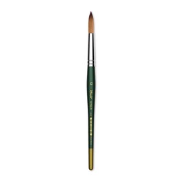 Utrecht Series 6150 Synthetic Golden Taklon Watercolor Brush - Round, Size 12, Short Handle