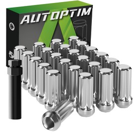 AUTOPTIM 24Pcs M14x1.5 Spline Lug Nuts - Replacement for 1999-2025 Chevy Silverado 1500, 2009-2025 Traverse, 1988-2025 GMC Sierra 1500, 2006-2025 Acadia, Chrome Aftermarket Lug Nut with 1 Socket Key