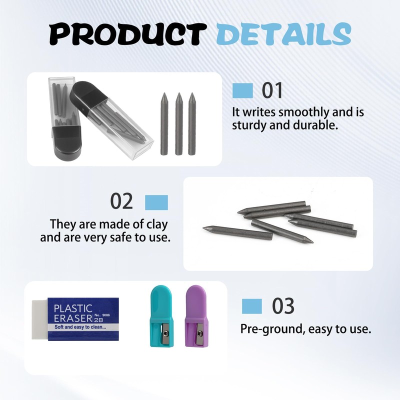 2B Compass Leads Set with Eraser and Compass Sharpener -