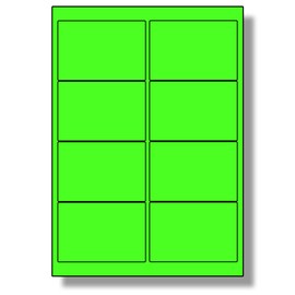 Label Planet® 8 Per Sheet, 50 Sheets (400 Fluorescent Green Labels). Fluorescent Labels for Laser Printers, 99.1 x 67.7mm, LP8/99 FC.