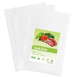 Gokilife Vacuum Sealer Bags, 7.9 x 9.8 inches (20 x 25 cm) x 100 Pieces - Vacuum Sealing Bags, Vacuum Pack Rolls, Vinyl, Embossed, Vacuum Packaging Bags, Exclusive Antibacterial Bags, Deaeration