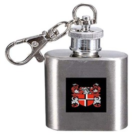 Udal Family Crest Surname Coat of Arms 1oz Hip Flask Kerying Engraved