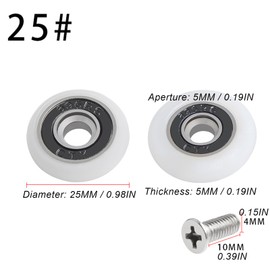 Qikuver 25 mm Shower Door Rollers, Pack of 4 Shower Door Rollers, Shower Cubicle Rollers, Replacement Parts, Shower Cubicles, Shower Door, Sliding Door, Replacement Rollers for Shower Cubicle Door,