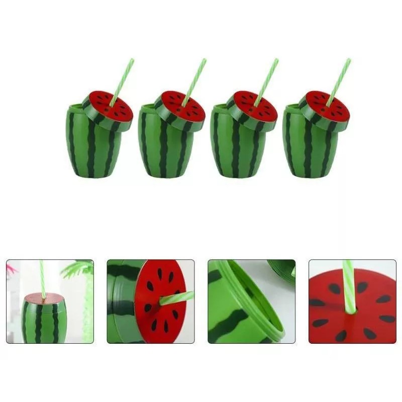 Vaso Cilindro Forma De Sandia Para Fiestas Bebidas Recuerdos