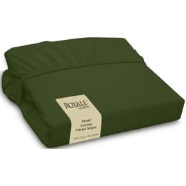 Royale Linens - Sábana bajera de 1800 hilos, suave, resistente a las arrugas y a la decoloración, sábana inferior, bolsillo profundo de 41 cm, sábana elástica (California King, color verde cazador)