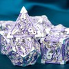 ARUOHHA Hollow DND Metal Dice Set 7PCS Silver Purple Role