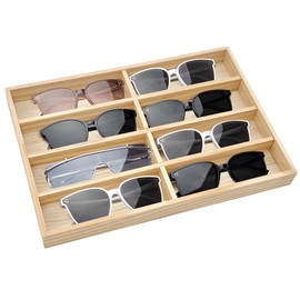 IWTTWY Glasses Box for Storing 8 Glasses, Sunglasses Storage Made of Wood, Glasses Box for Storing Sunglasses, Jewellery, Watches, Exhibition Supplies, 8W-Wood
