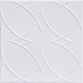 À LA MAISON CEILINGS R82 Circles and Stars Foam Glue-up Ceiling Tile (21.6 sq. ft./Case), Pack of 8, Ultra Pure White - Satin (Behr)