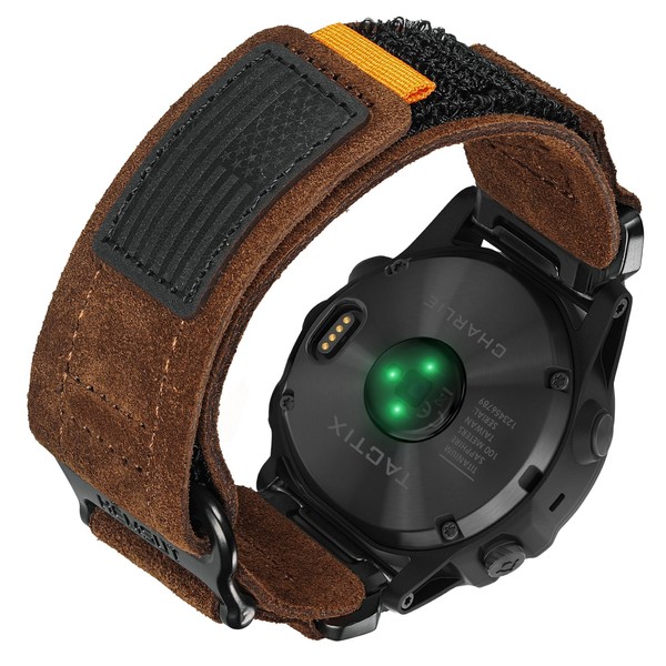 Soft Suede Leather Watch Band, 26mm Military Strap Compatible with