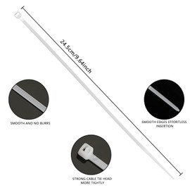 Saisn 250pcs Zip Ties Plastic Cable Zip Ties Self-Locking Nylon Wire Ties Heavy Duty Ultra Strong Zip Straps (10 Inch, White)