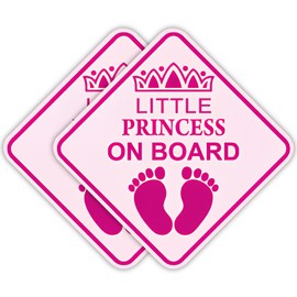 Orange Marchande Little Princess on Board Car Decal Baby On Board Sign Baby Girl Size 6" Inches (2-Pack) Baby On Board Stickers Waterproof UV Resistant. Used for Cars and Trucks.