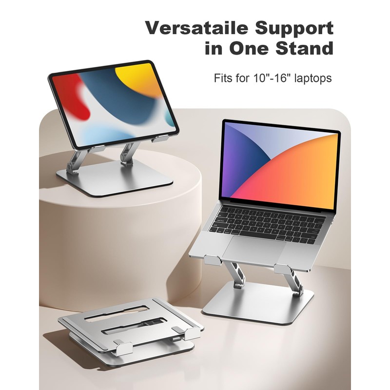 Zewwen Ergonomic & Adjustable Laptop Stand for Desk, Foldable &