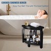 KingPavonini Bamboo Corner Shower Stool for Shaving Legs Foot Rest,