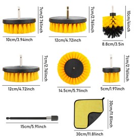 MXTIMWAN 8 Piece Brush Attachment Drill Set, Brush Attachment Cordless Screwdriver, Brush Attachment Cordless Screwdriver Brush Drill Brush for Rims Tiles, Floors, Bathtub