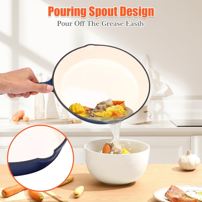 Nonstick Enameled Cast Iron Cookware - 3 enameled cast iron