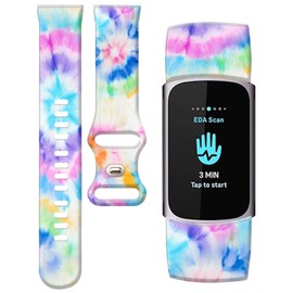 PLKTJOSA Compatible with Charge 6/Charge 5 WatchBands for Women Men,Elastic Adjustable Wristbands,Breathable Sport Band Soft Health Tracker(Magic Fantasy Watercolor Batik)