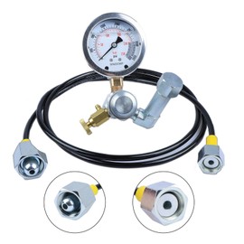 SINOCMP Hydraulic Nitrogen Accumulator Charging System and Pressure Test Kit, Hydraulic Pressure Gauge Kit with 1pc Gauge and 1pc Gas Hose (62Inch)