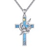 ANGSAU Shark Necklace S925 Sterling Silver Shark Cross Pendant Necklace