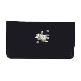 Yamamoto Hitoto Shoten Black Formal Water Lilies and Embroidered Prayer Beads Case [2813] Made in Japan Japanese Pattern Inbound Souvenir