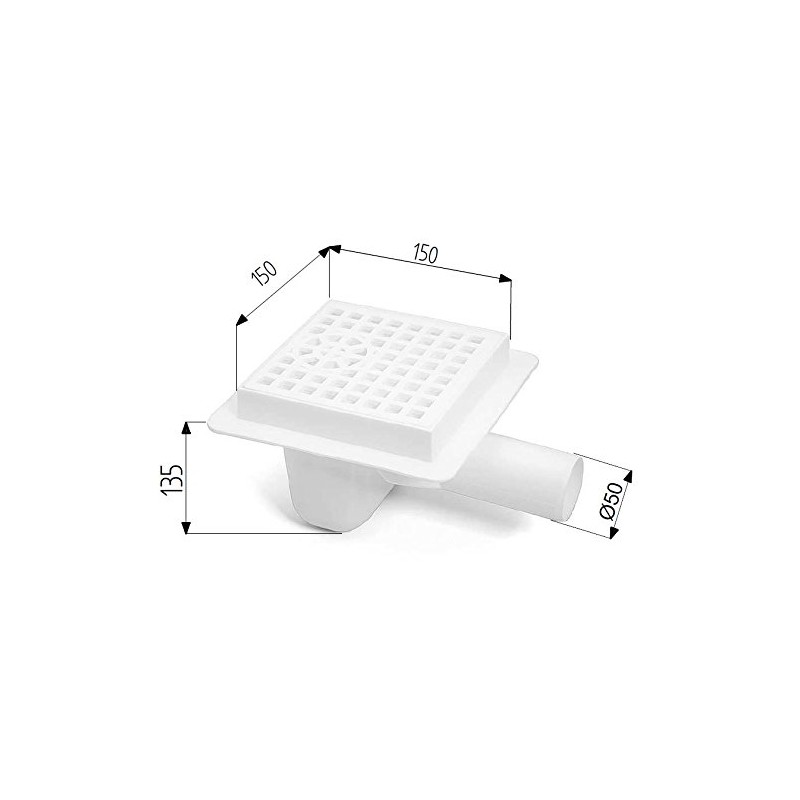 White 150x150mm Floor Ground Garage Waste Drain Gully Trap 50mm