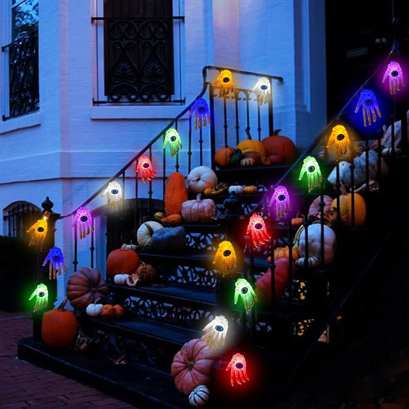 RueXig Halloween Solar Skeleton Hand Lights Outdoor, 10 LED Solar