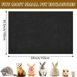 Waterproof Pet Playpen Mat, 59 x 39 Inch Cage Liner Reusable Floor Pad with Non-Slip Backing Perfect for Rabbit Guinea Pig Ferret Hamster and Other Small Animals (Black)