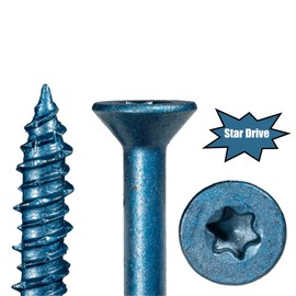 1/4" x 3-3/4" TorqueMaster Blue Ruspert Star Drive Flat Head Masonry Screws, 100 Pieces, Concrete Screws, Rust Resistance, Flush Finish Installation for Interior & Exterior