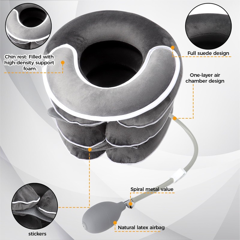 Neck Stretcher for Cervical Traction, Inflatable Neck Support, Neck