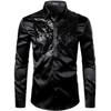 ZEROYAA Men's Shiny Sequins Design Silk Like Satin Button Up