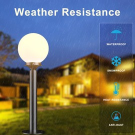 Lightdot 23'' Globe Outdoor Lamp Post Light, IP65 Waterproof Street Yard Lamp Post for Outside, Black Pole Outdoor Post Light Fixtures for Garden Patio Driveway(E26 LED Bulb Included)-2Pack