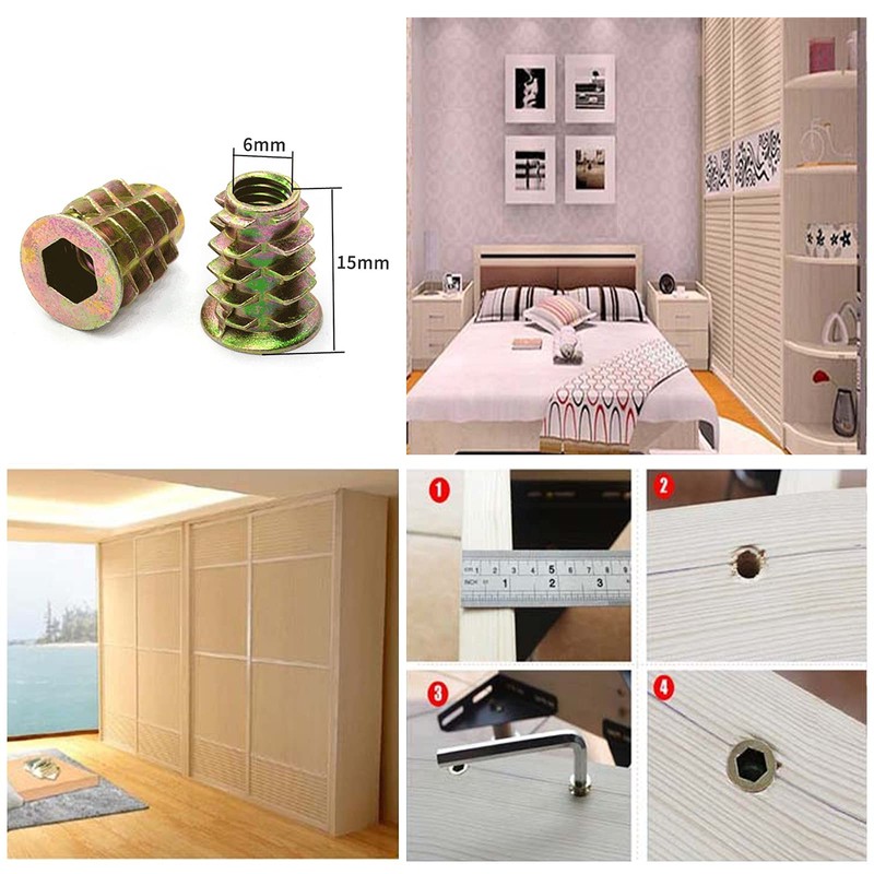 Nut Screw Type Insert Nuts Embedded Nuts Bolts Furniture Woodworking