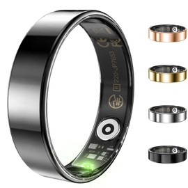 Ultra-thin Sleep & Fitness Tracker, Smart Ring for Women Men, Activity Trackers Fitness Ring with 24/7 Heart Rate Monitor, Step Counter, Calorie Pedometer, No Subscription, for iOS Android (Black #8)