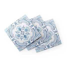30 Pack, 4x4 Inch Classic Portuguese Azulejo Tile Decals, Blue and White Peel and Stick Vinyl for Backsplash, Stairs & Furniture (Light Blue)