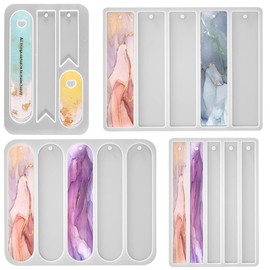 4 PCS Bookmarks Silicone Mold Resin Bookmark Moulds Rectangle Silicone Bookmark Mold Bookmark Epoxy Resin Molds Shiny Bookmarks Silicone Mold for DIY Epoxy Resin Bookmarks Crafts Making Supplies