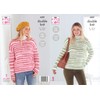 King Cole 5597 Knitting Pattern Womens Easy Cable Sweaters in