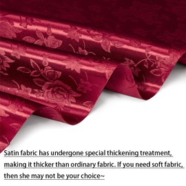 60" Wide Satin Floral Jacquard Fabric, Brick Red Jacquard Fabric by The Yard, Shiny Silky Satin Fabric by The Yard for Table Runner, Napkins, Wedding，Dress, Bedding Sheet, DIY Crafts, 1 Yard