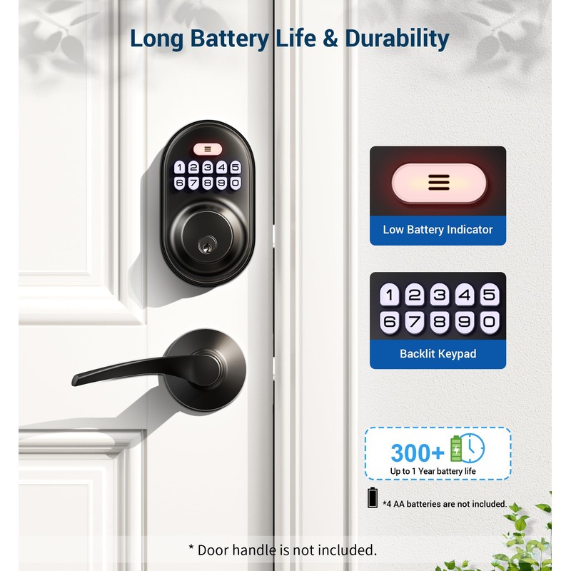 Veise Keyless Entry Door Lock, Electronic Keypad Deadbolt, Keyed Entry,